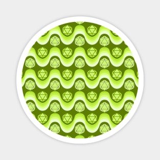 Retro Inspired D20 Dice and Color Wave Seamless Pattern - Lime Green Magnet